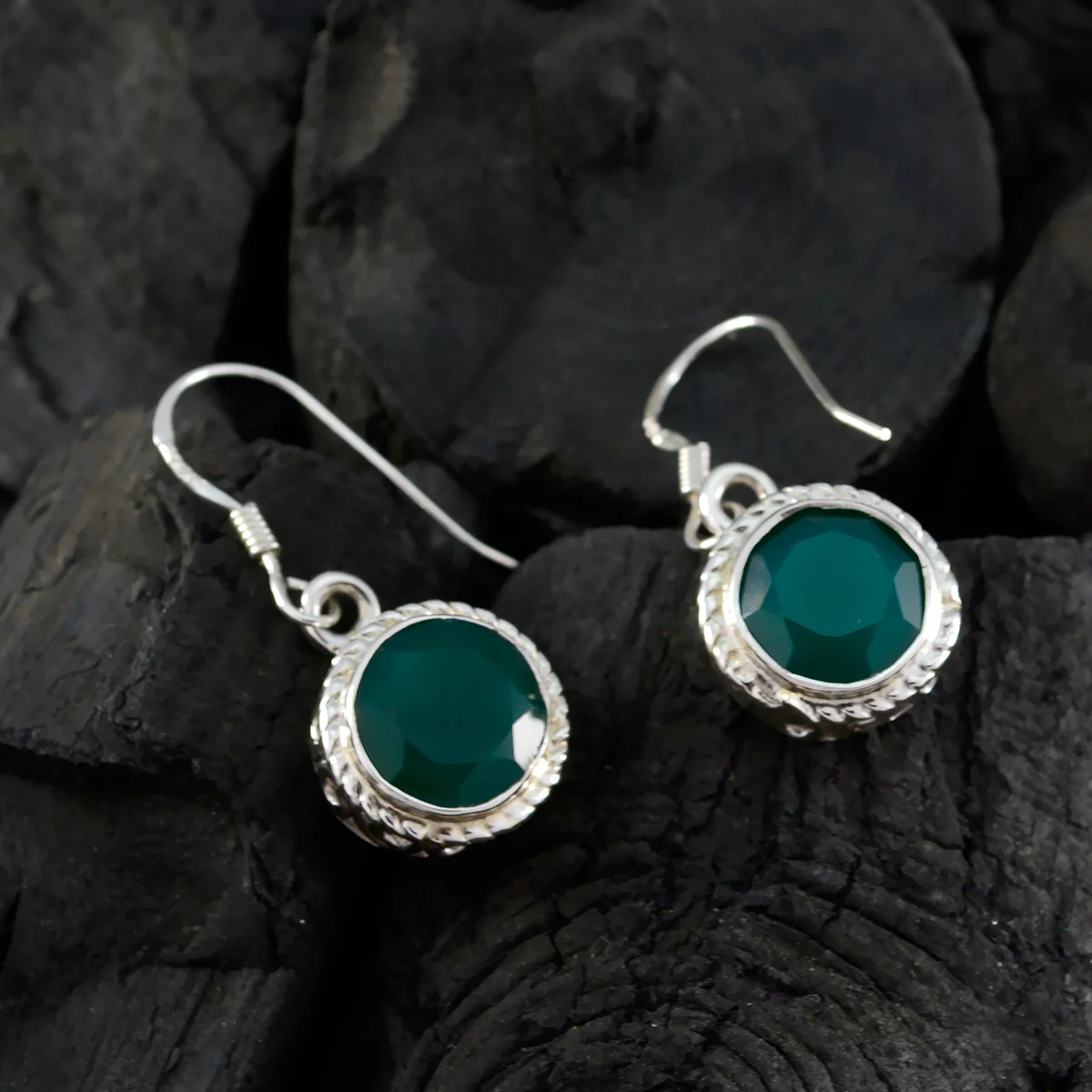 Green Onyx Moroccan Mia multiple Dangle Green 92.5 Silver Earring - Image 4