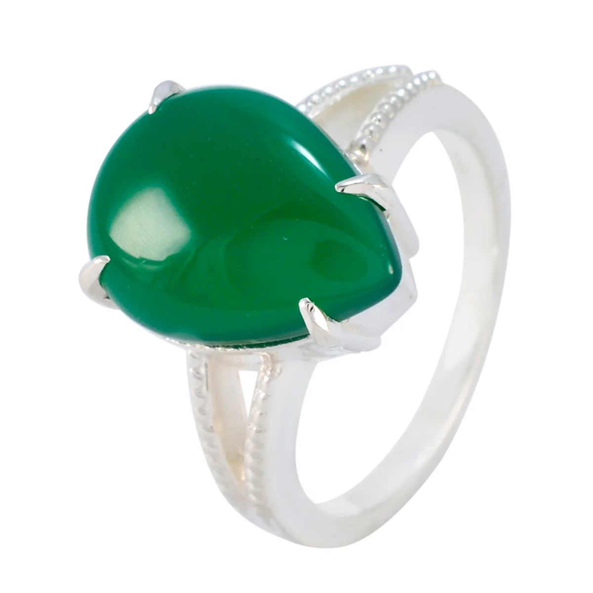 Green Onyx Solitaire African 92.5 Silver Green Gemstone Eye-catching Graceful Ring Jewelry - Image 2