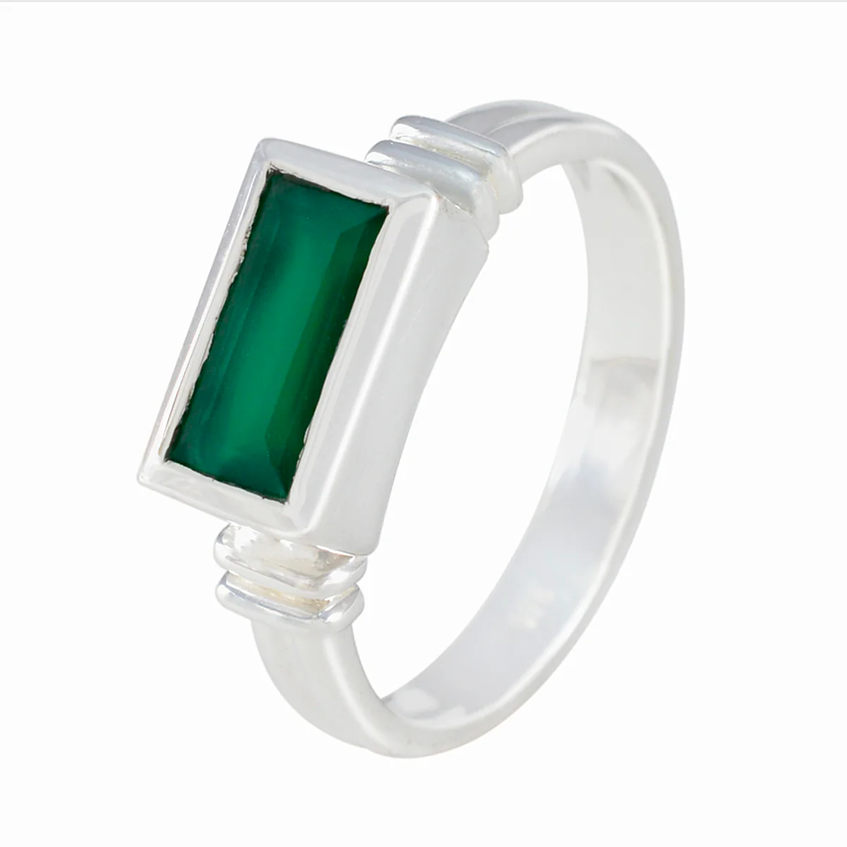 Green Onyx Solitaire Egyptian 92.5 Silver Green Gemstone Minimal Artisan Ring Jewellery - Image 2