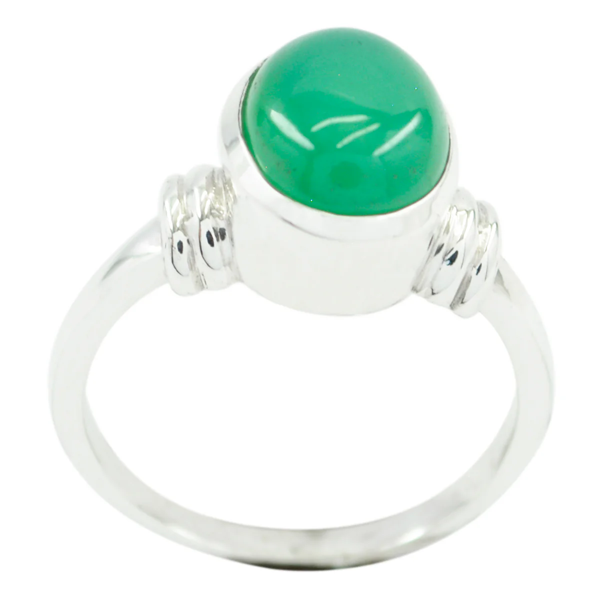Green Onyx Solitaire Egyptian 925 Sterling Silver Green Gemstones Classic  Luxurious Ring Jewellery