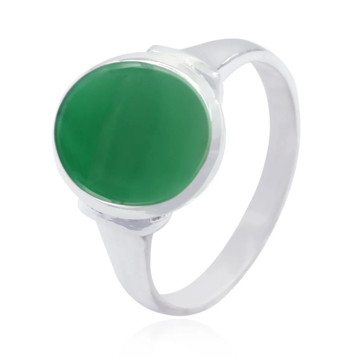 Green Onyx Solitaire Indian Sterling Silver Green Gems Slim Cultural Ring Jewellery - Image 3