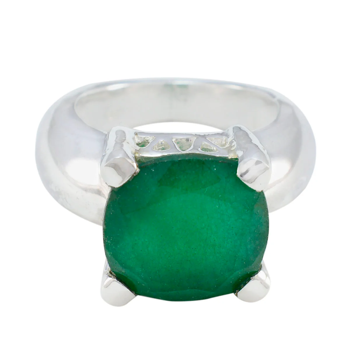 Green Onyx Solitaire Italian 925 Silver Green Gemstone Chunky antique Ring Jewelry - Image 2