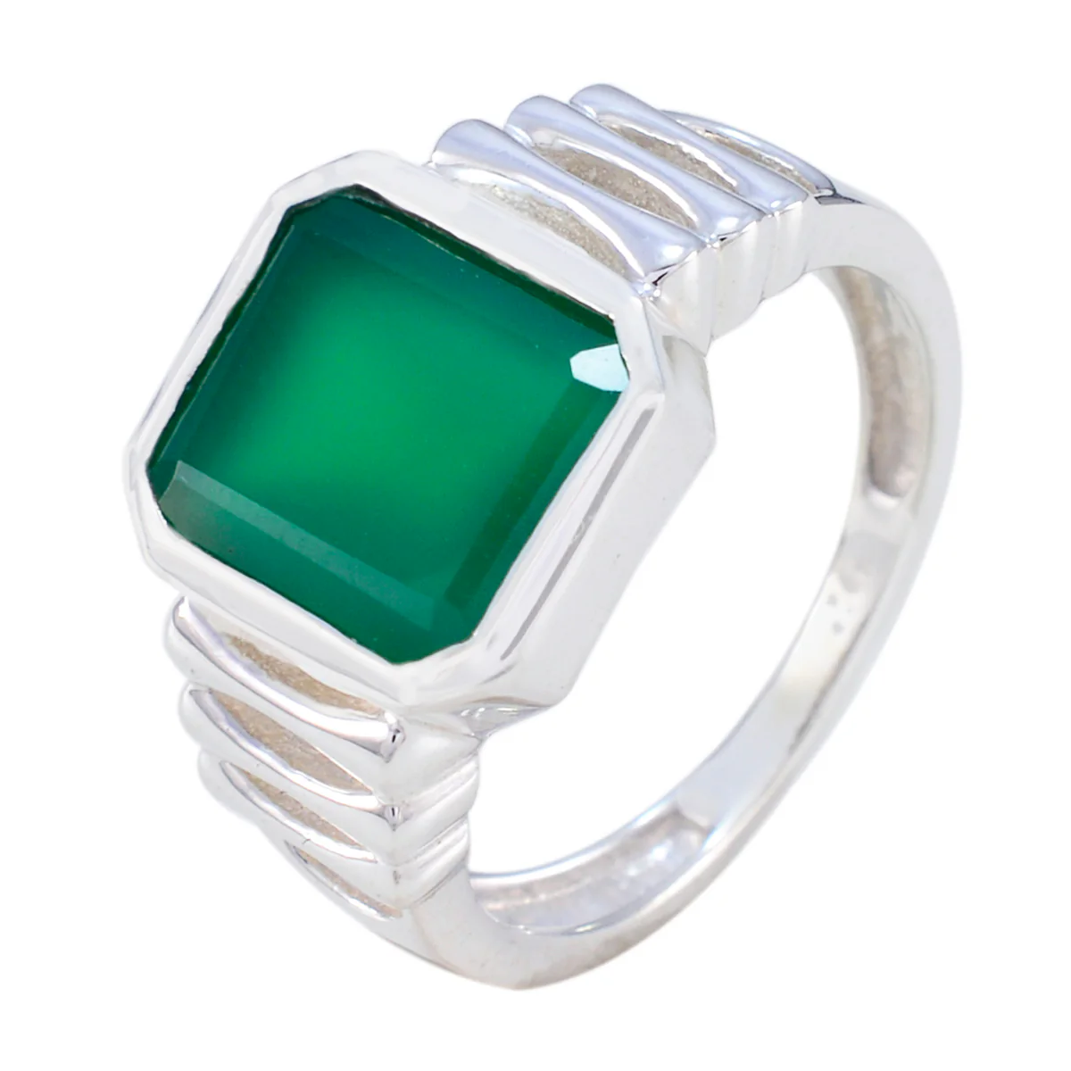 Green Onyx Solitaire Moroccan 925 Sterling Silver Green Gems Mid-weight Signet Ring Jewellery - Image 2