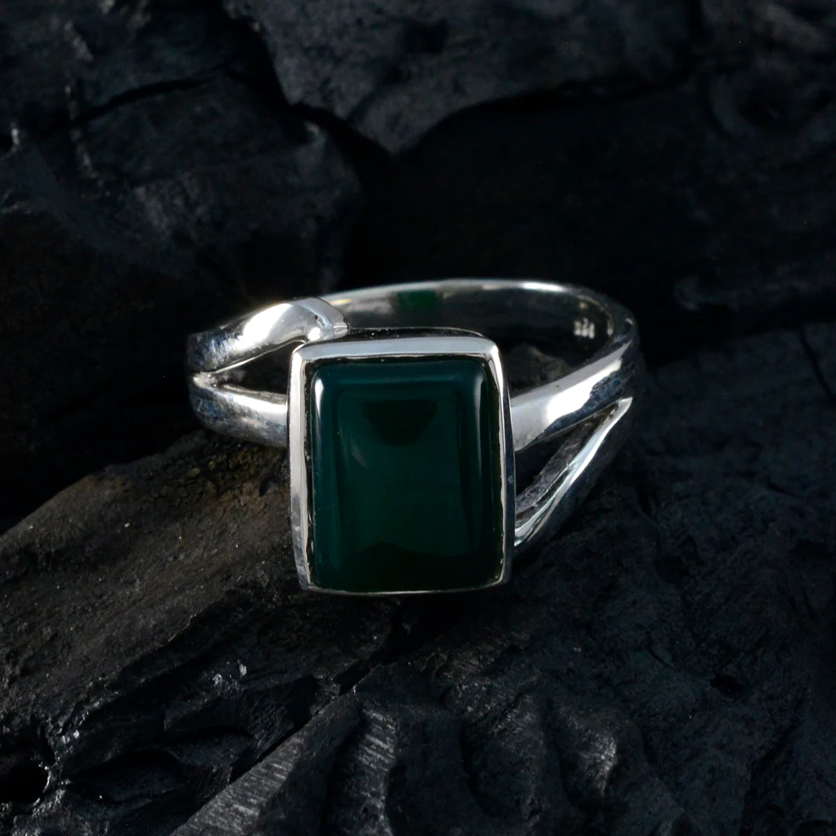 Green Onyx Solitaire Moroccan 925 Sterling Silver Green Gemstone Minimal Cultural Ring Jewellery - Image 4