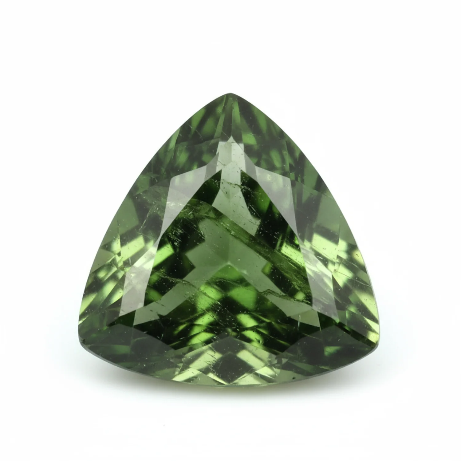 Green Tourmaline 1PC Chunky 15x15 MM Triangle Faceted Green Superior Semi Precious Gems - Image 2