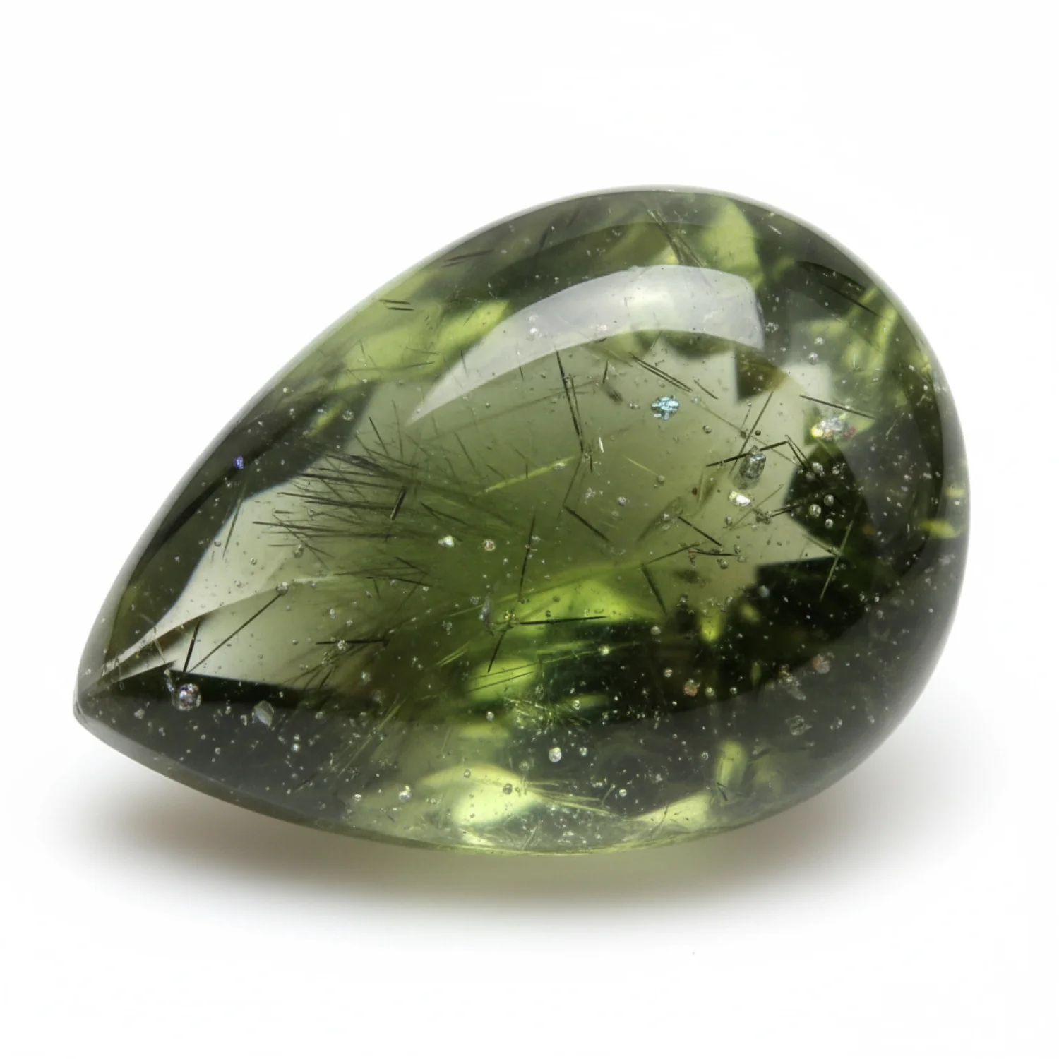 Green Tourmaline 1PC Large 10x12 MM Pear Cabochon Green Luster semi Precious Loose Gemstones - Image 2