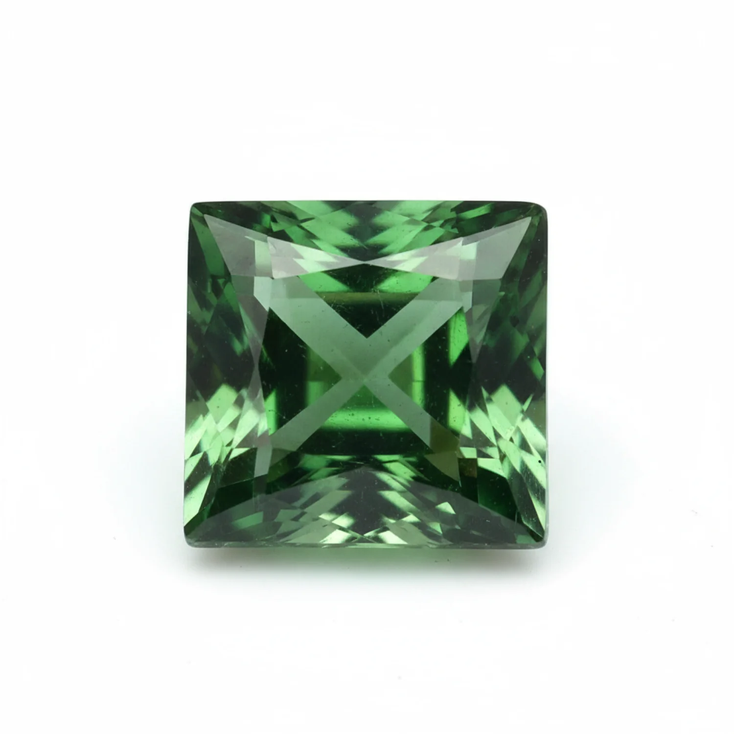 Green Tourmaline 1PC Tiny 6x6 MM Square Faceted Green Polished Semi Precious Loose Gemstones - Image 2
