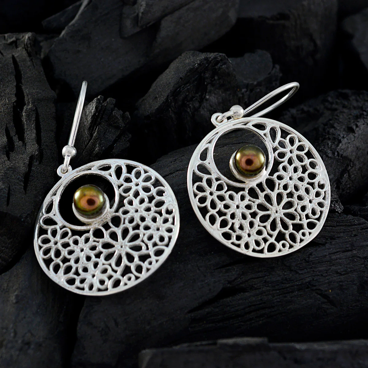 Grey Pearl German Li Lee Solitaire Dangle Gray 925 Sterling Silver Earring - Image 2