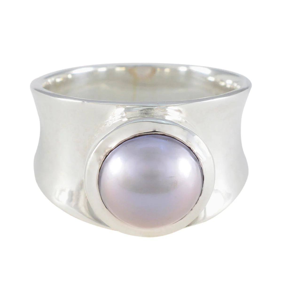 Grey Pearl Solitaire Italian Silver Gray Gems Edgy Armor Band Jewelry