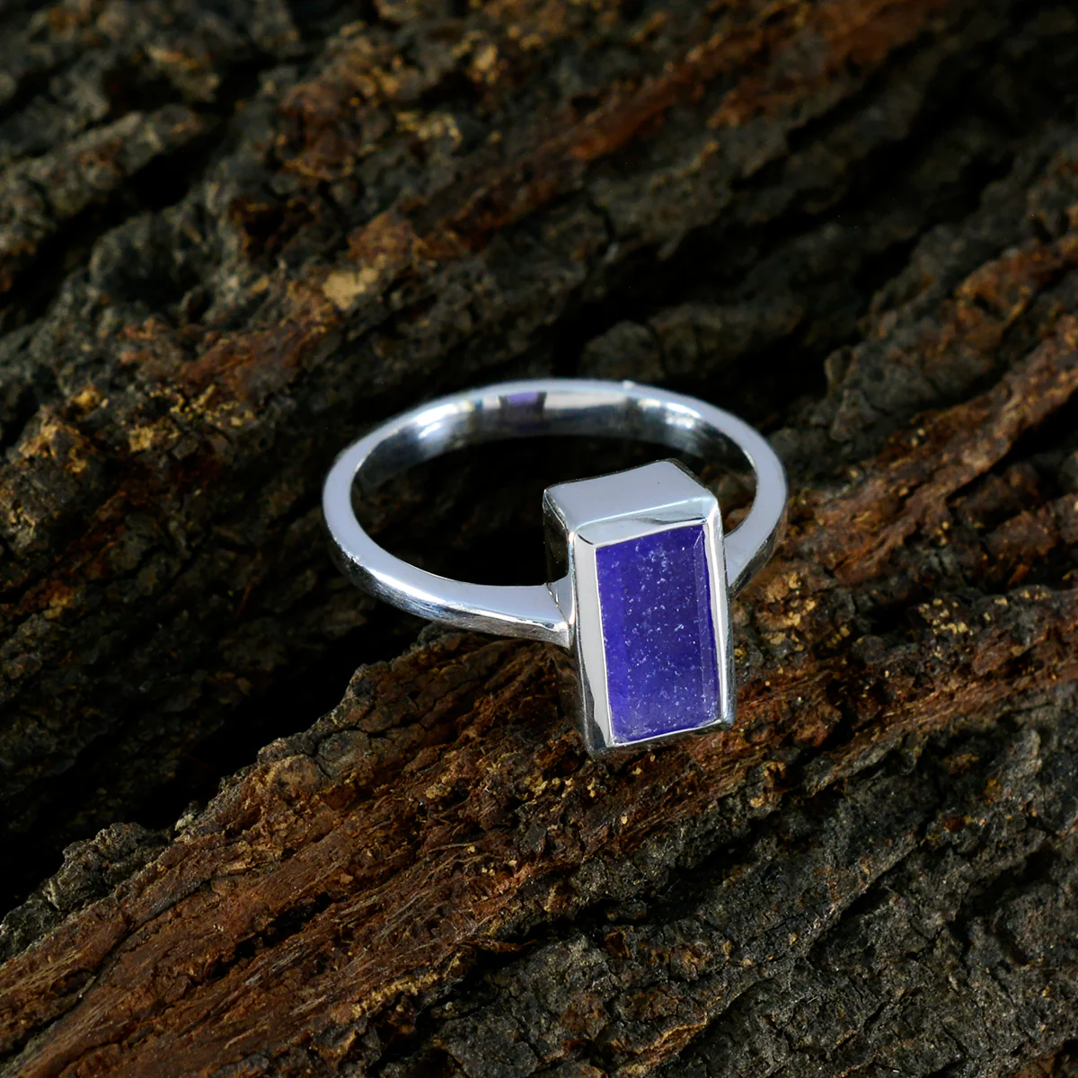 Indian Blue Sapphire Solitaire Egyptian Sterling Silver Blue Gemstones Slim Contemporary Ring Jewelry - Image 3