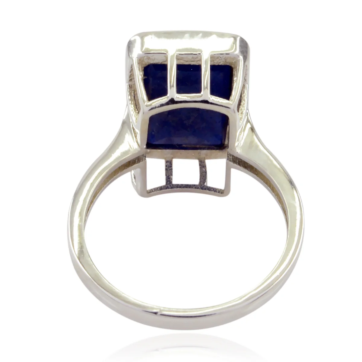 Indian Blue Sapphire Solitaire French 92.5 Silver Blue Gemstone Classic Abstract Ring Jewellery - Image 3