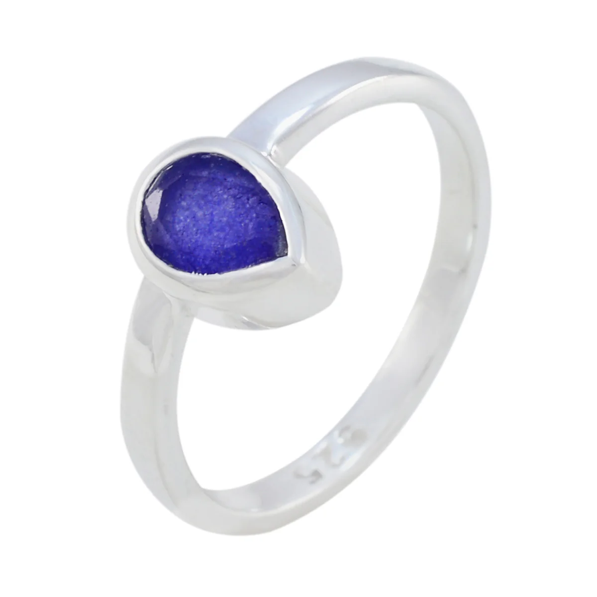 Indian Blue Sapphire Solitaire Korean 925 Silver Blue Gems Dainty Feminine Ring Jewelry - Image 2