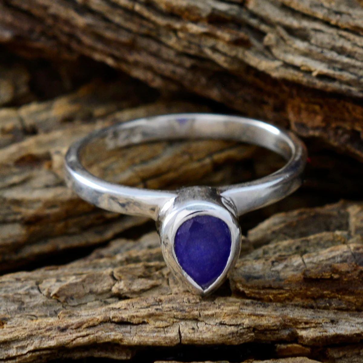 Indian Blue Sapphire Solitaire Korean 925 Silver Blue Gems Dainty Feminine Ring Jewelry - Image 3