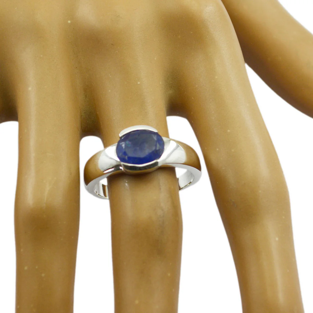 Indian Blue Sapphire Solitaire Moroccan Sterling Silver Blue Gems Mid-weight Feminine Ring Jewellery - Image 3
