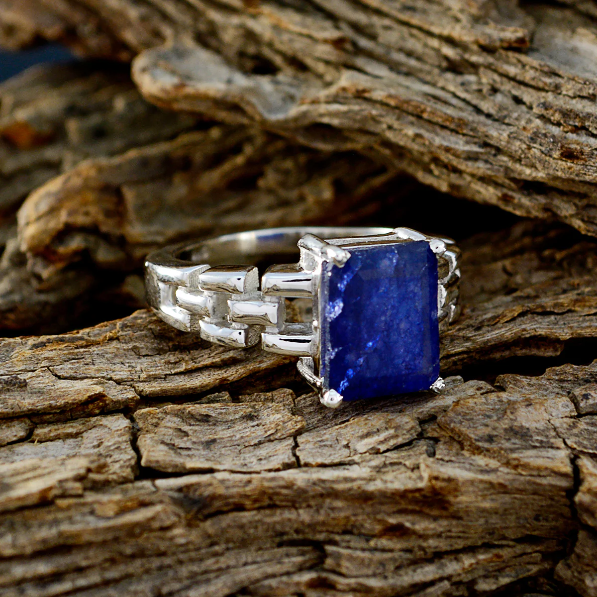 Indian Blue Sapphire Solitaire Russian 925 Sterling Silver Blue Gemstones Tiny Trendy Ring Jewellery - Image 3