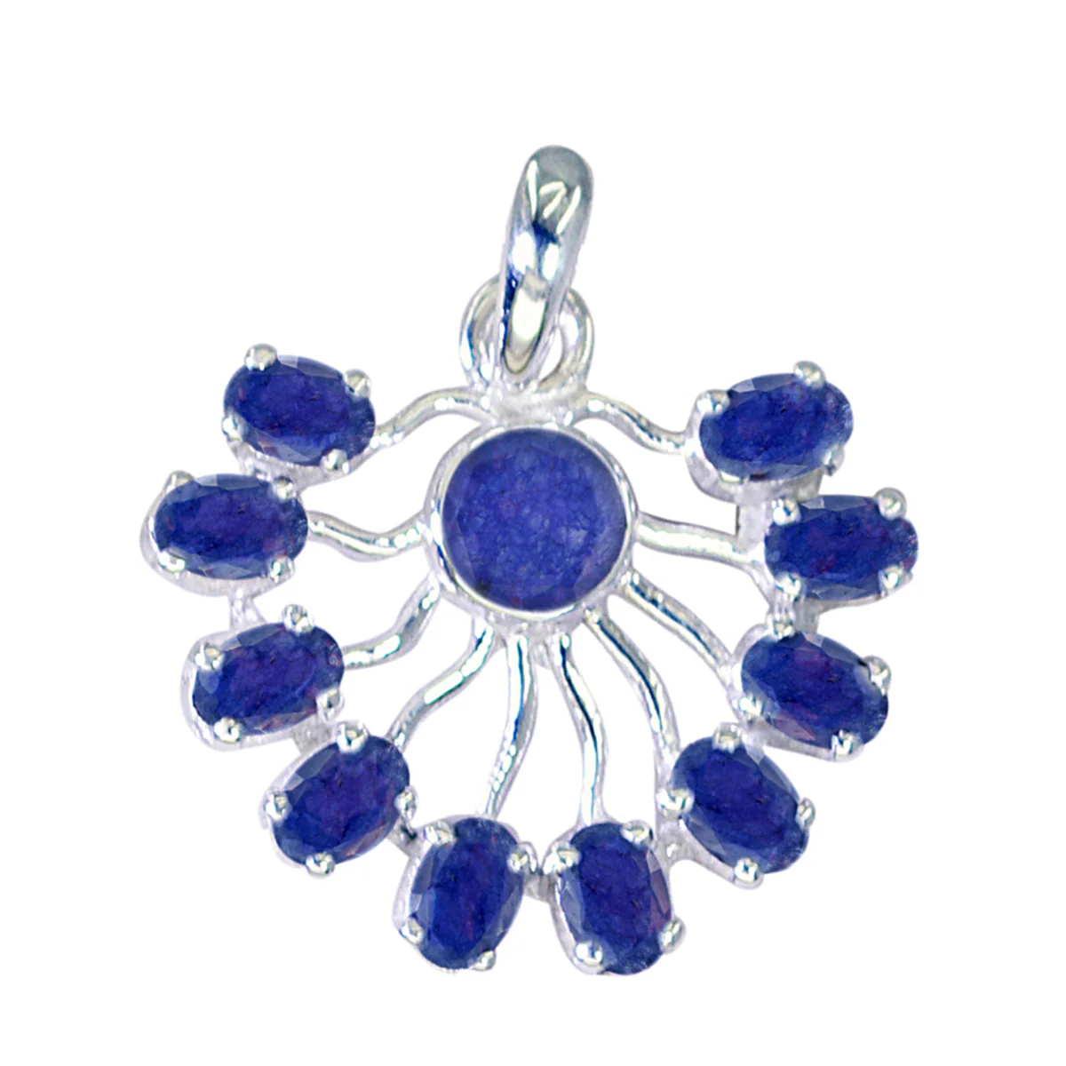 Indian Blue Sapphire Statement Egyptian Sterling Silver multiple Hanna wedding Blue Pendant Jewellery
