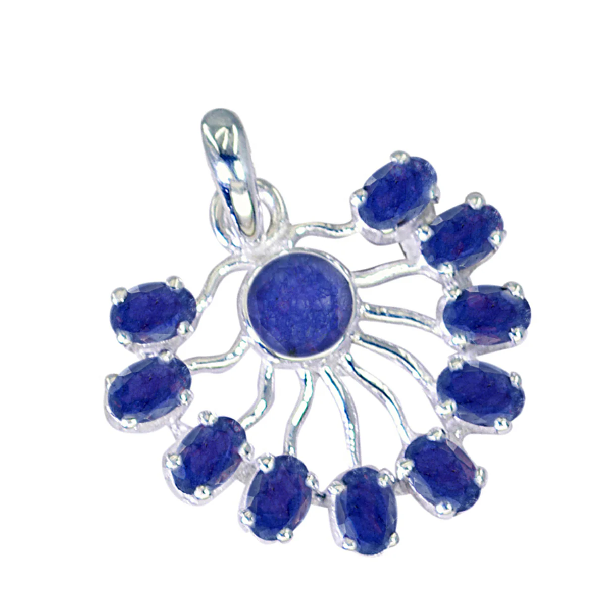 Indian Blue Sapphire Statement Egyptian Sterling Silver multiple Hanna wedding Blue Pendant Jewellery - Image 2