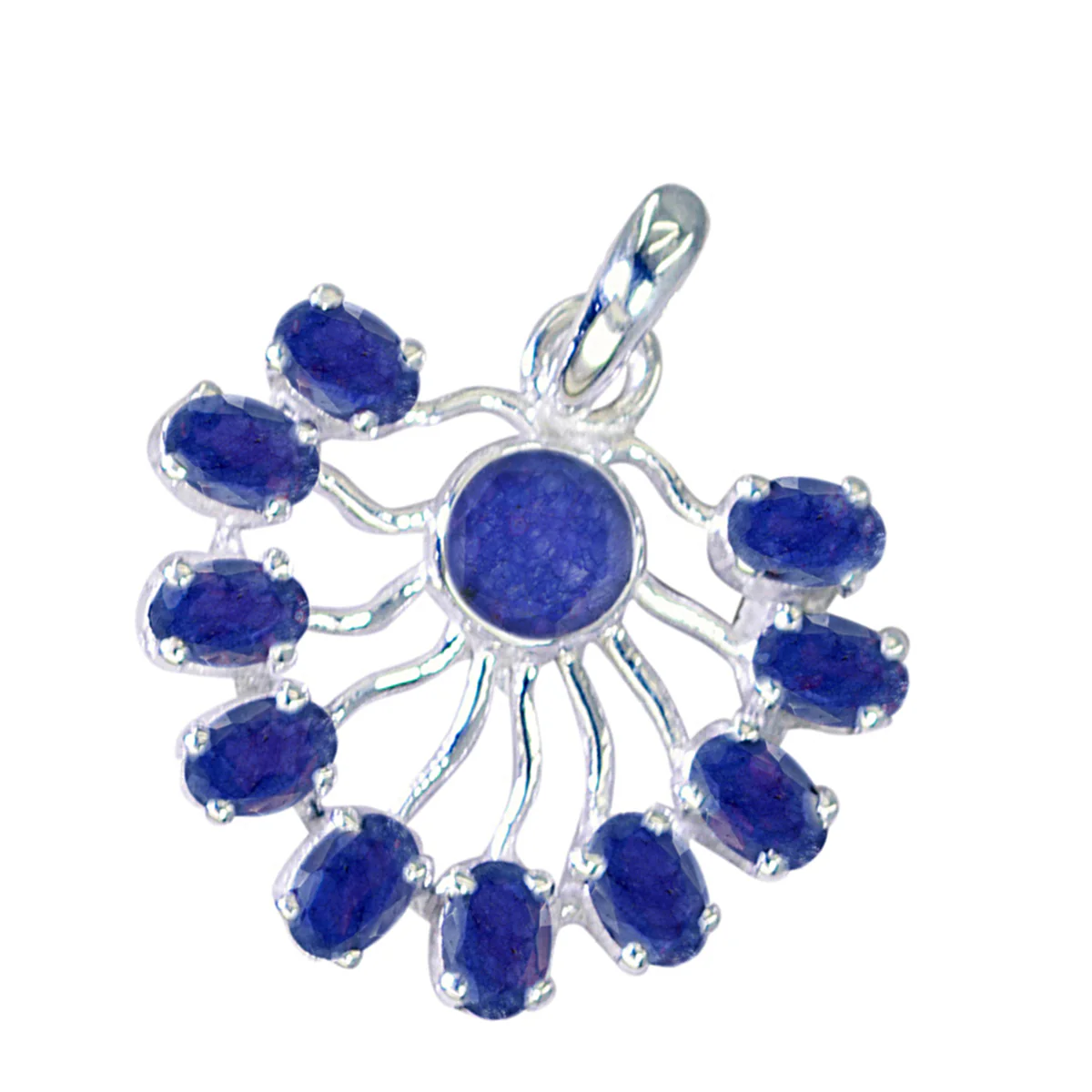 Indian Blue Sapphire Statement Egyptian Sterling Silver multiple Hanna wedding Blue Pendant Jewellery - Image 3