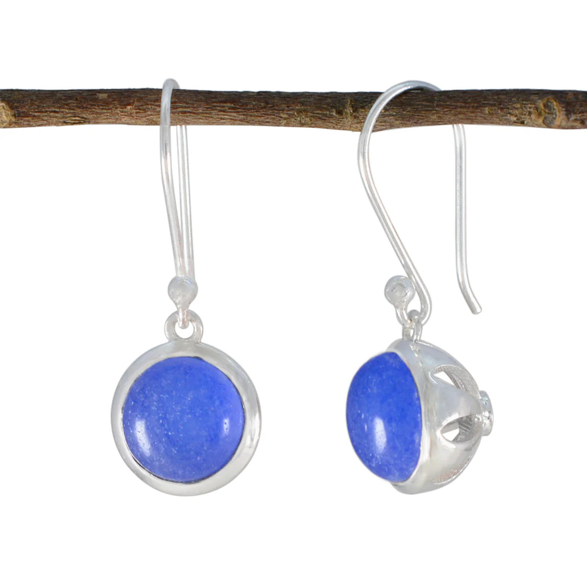Indian Blue Sapphire Turkish Luna multiple Dangle Blue Sterling Silver Earring