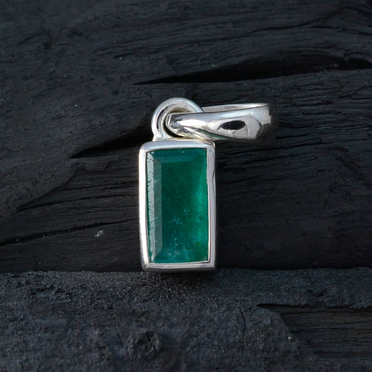Indian Emerald Delicate Italian 92.5 Silver Solitaire Sophia Eternity Green Pendant Jewellery - Image 3