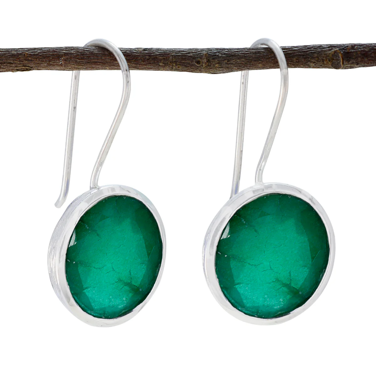 Indian Emerald Egyptian Sofía Solitaire Dangle Green Sterling Silver Earring