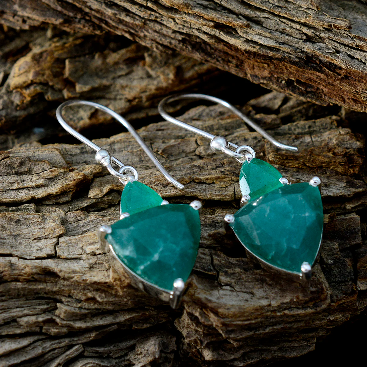 Indian Emerald French Zoe multiple Dangle Green Silver Earring - Image 3