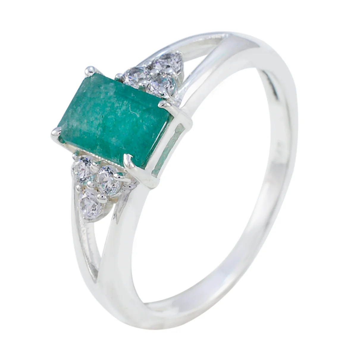 Indian Emerald Halo American Silver Green Gemstones Dainty Boho Ring Jewelry - Image 2