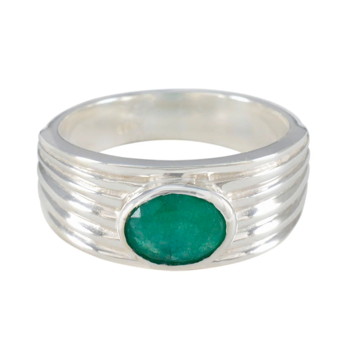 Indian Emerald Solitaire Egyptian Silver Green Gems Eye-catching propsel Ring Jewelry