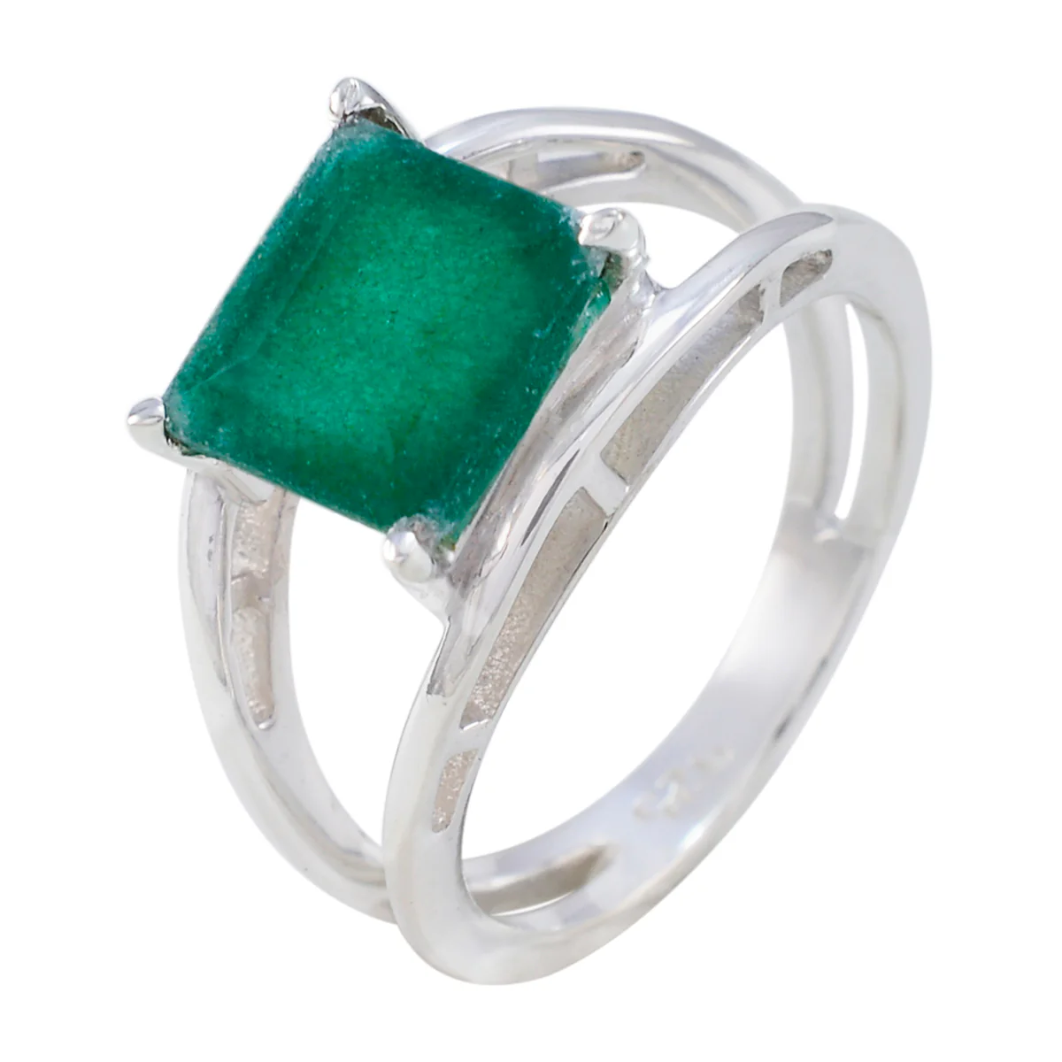 Indian Emerald Solitaire Egyptian Silver Green Gemstones Tiny Modern Ring Jewelry - Image 2