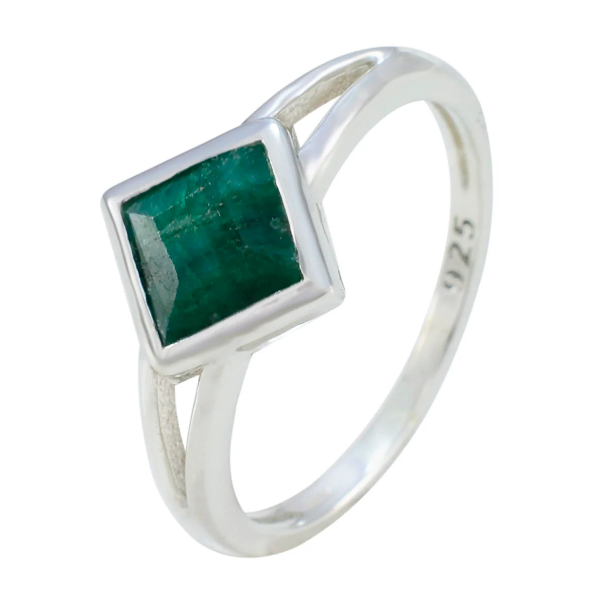 Indian Emerald Solitaire Korean 925 Silver Green Gemstones Dainty Luxurious Ring Jewelry - Image 2