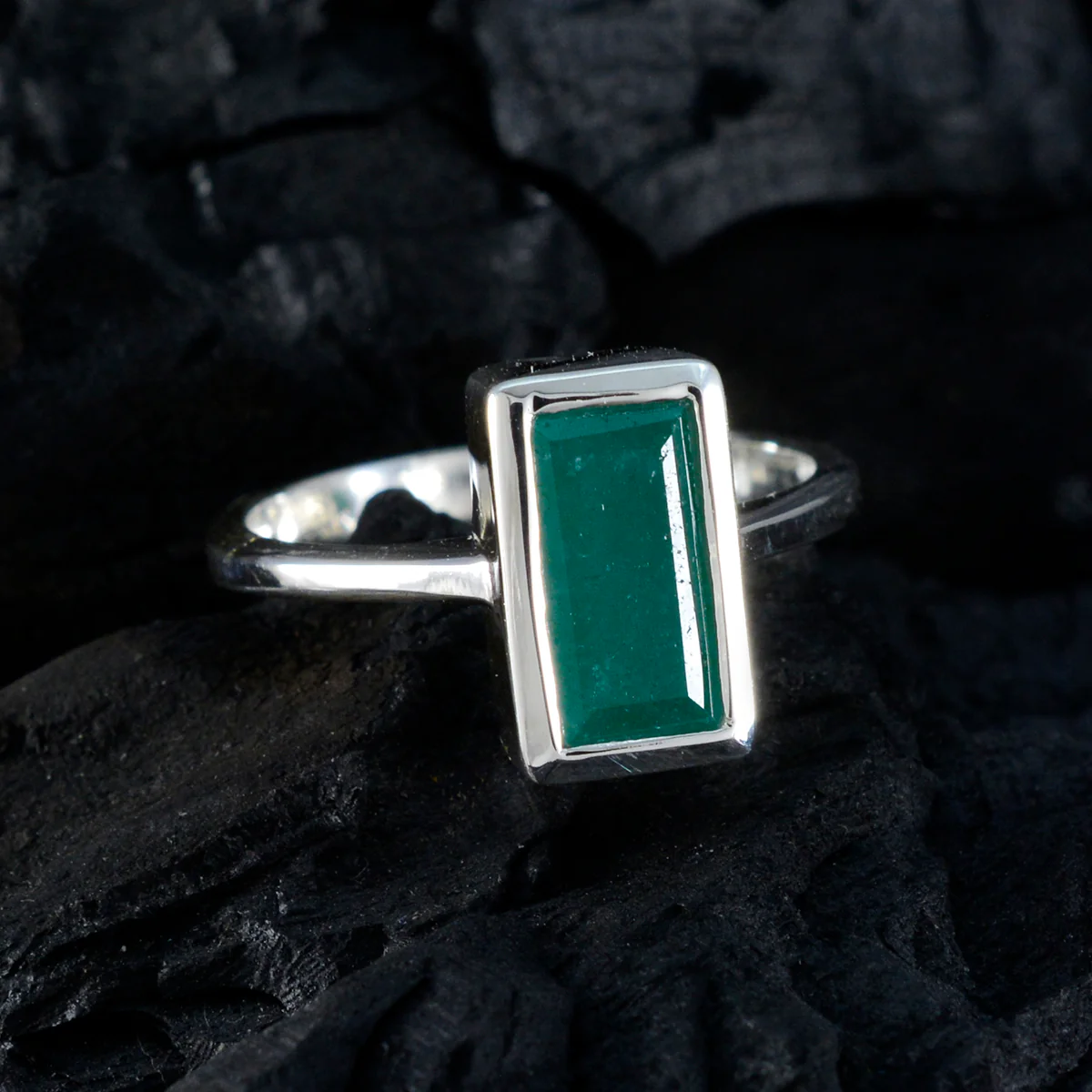 Indian Emerald Solitaire Russian 925 Sterling Silver Green Gems Slim Sophisticated Ring Jewelry - Image 4