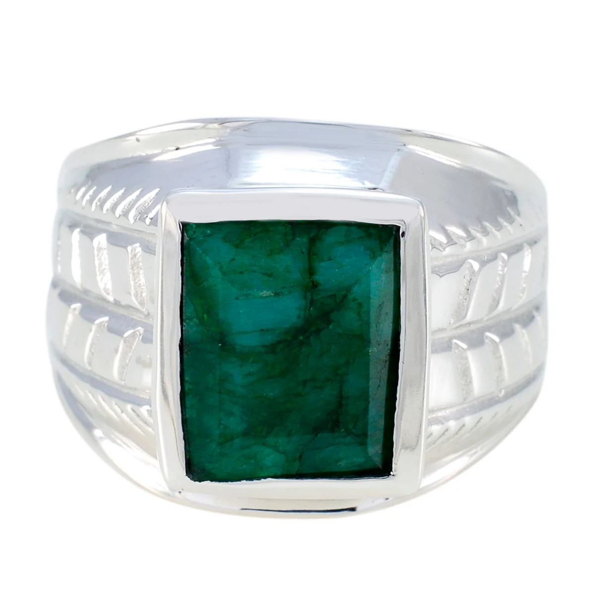 Indian Emerald Solitaire Spanish 925 Silver Green Gemstones Statement Ethnic Ring Jewellery
