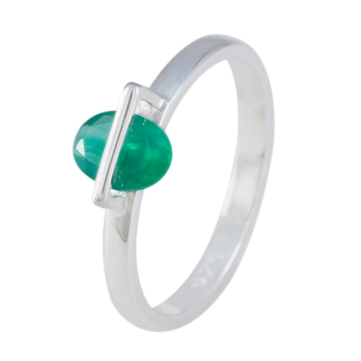 Indian Emerald Solitaire Turkish 925 Silver Green Gems Delicate Romantic Ring Jewelry - Image 2