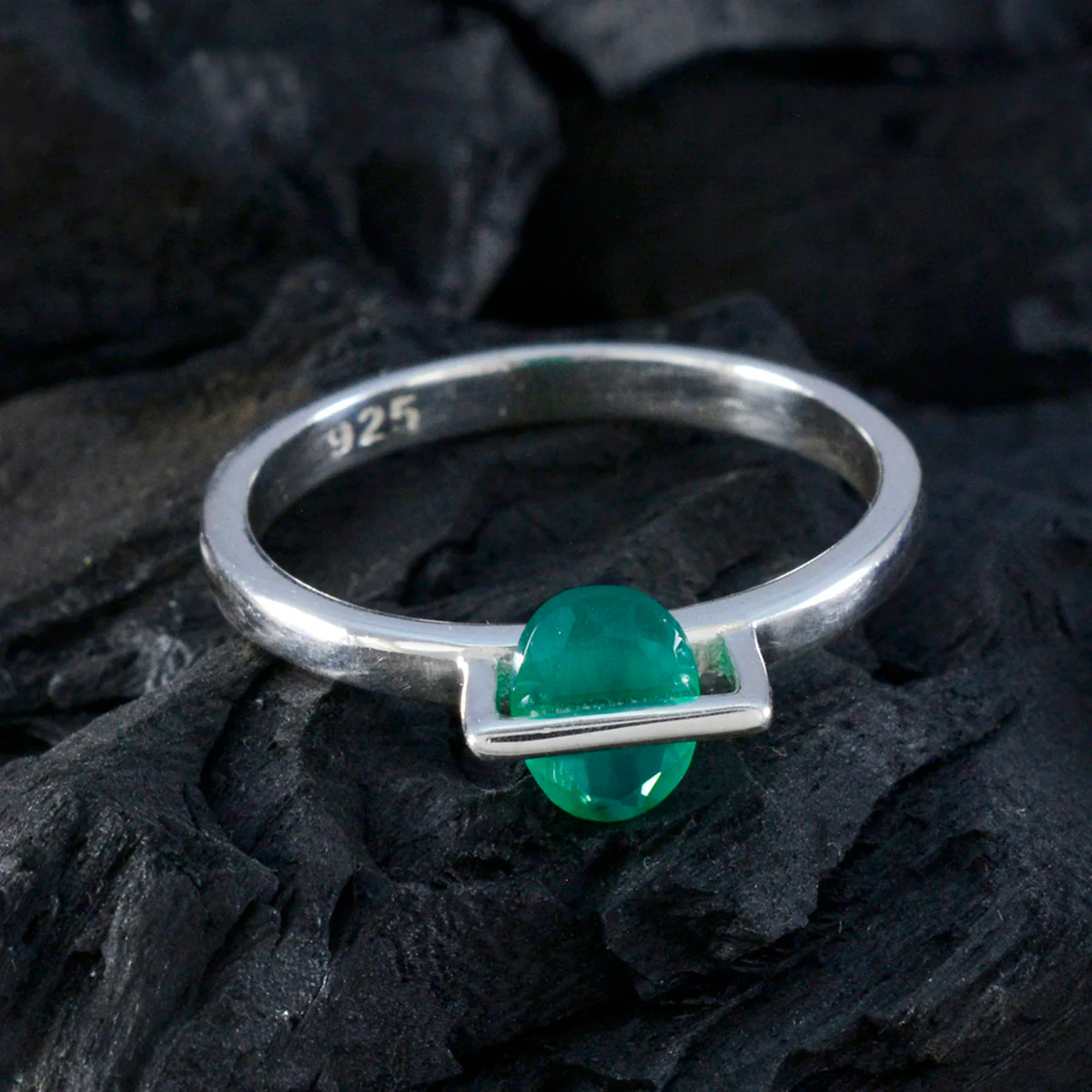 Indian Emerald Solitaire Turkish 925 Silver Green Gems Delicate Romantic Ring Jewelry - Image 4