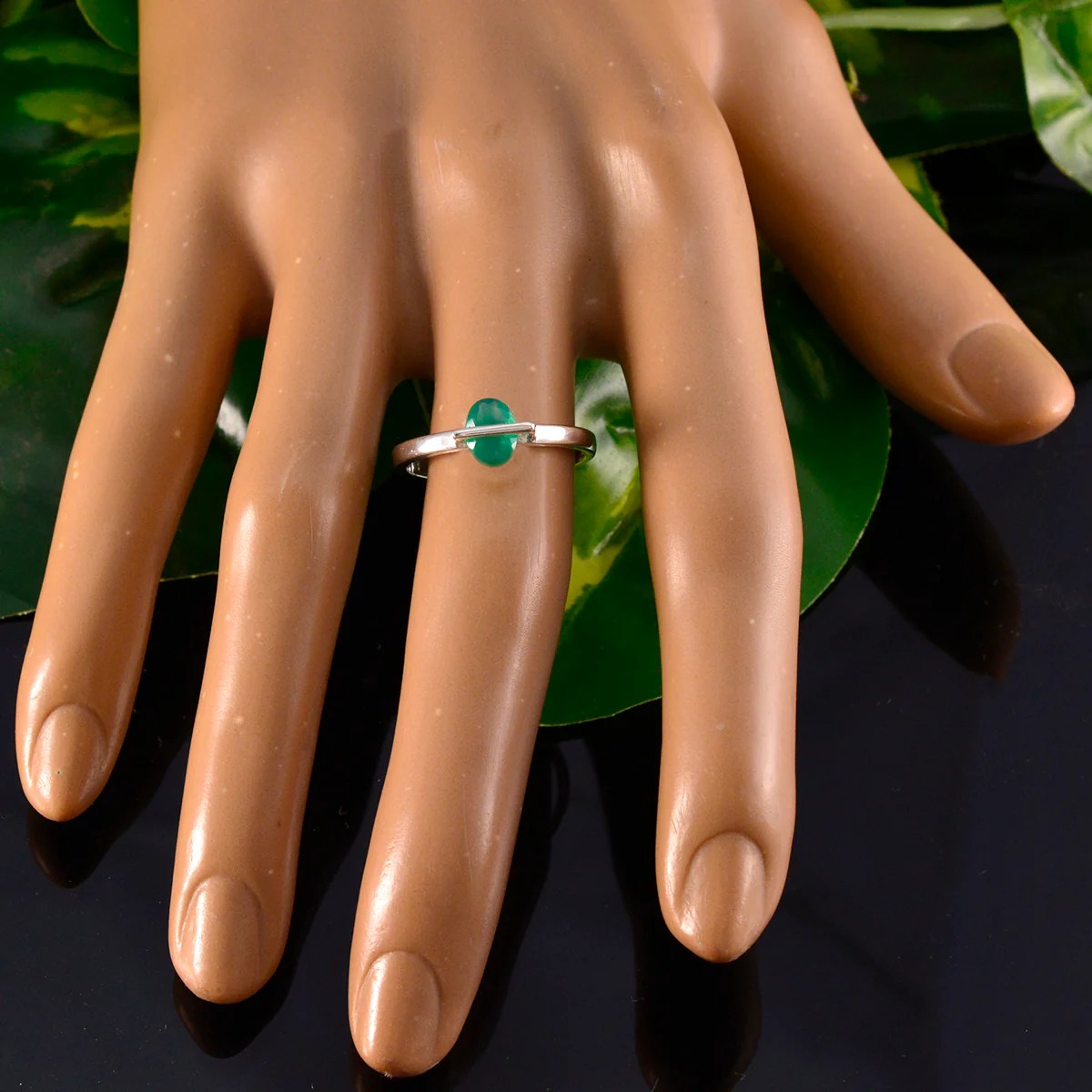 Indian Emerald Solitaire Turkish 925 Silver Green Gems Delicate Romantic Ring Jewelry - Image 5