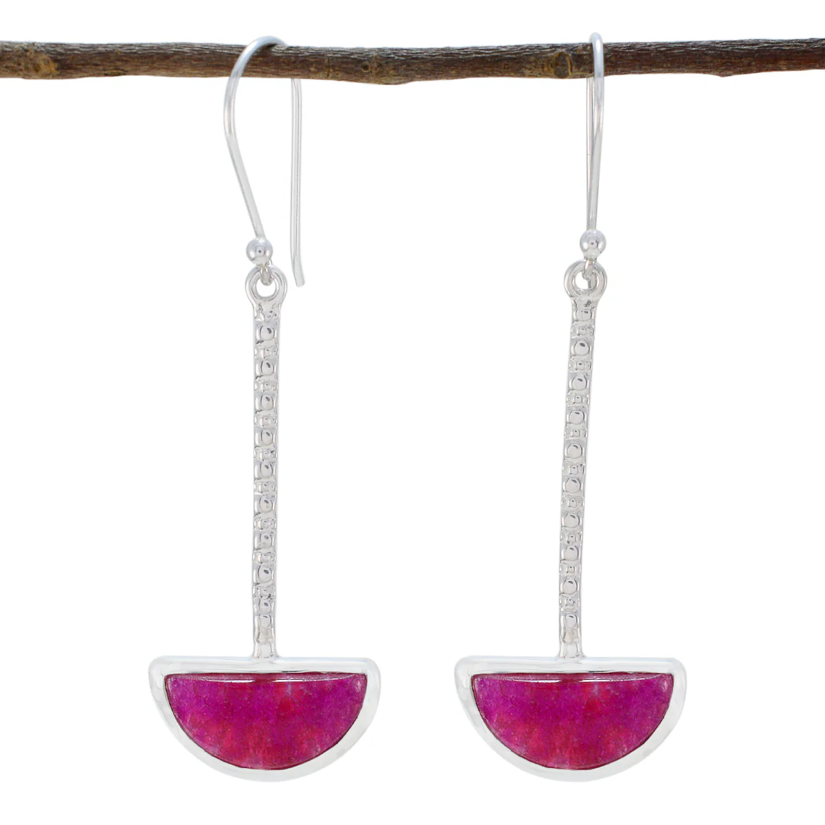 Indian Ruby Australian Greta Solitaire Dangle Red 92.5 Silver Earring