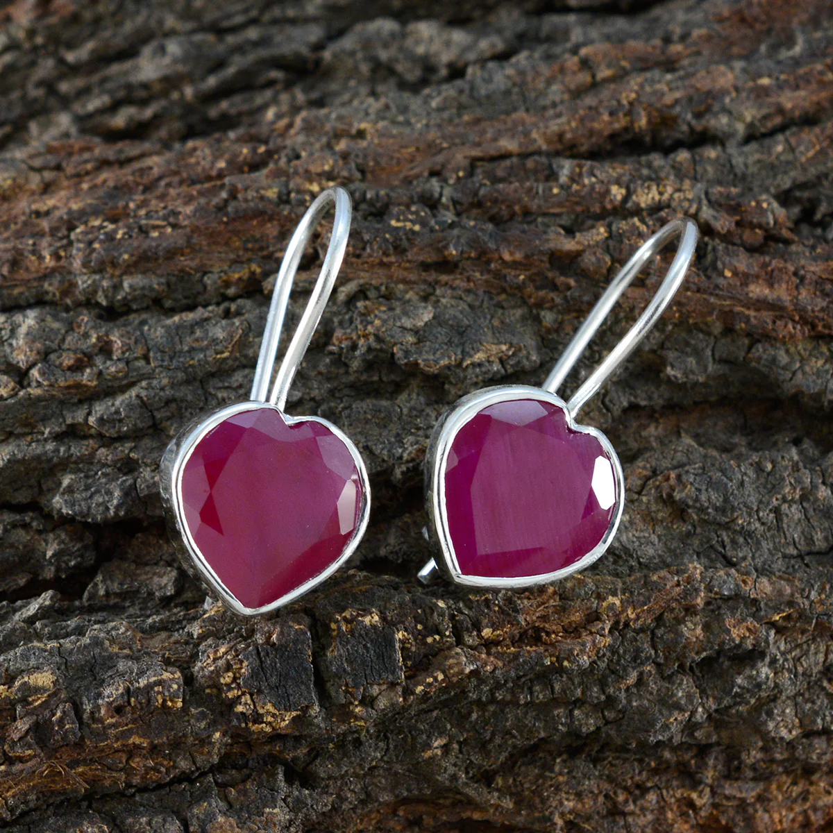 Indian Ruby Egyptian Lucia Solitaire Dangle Red 925 Silver Earring - Image 3