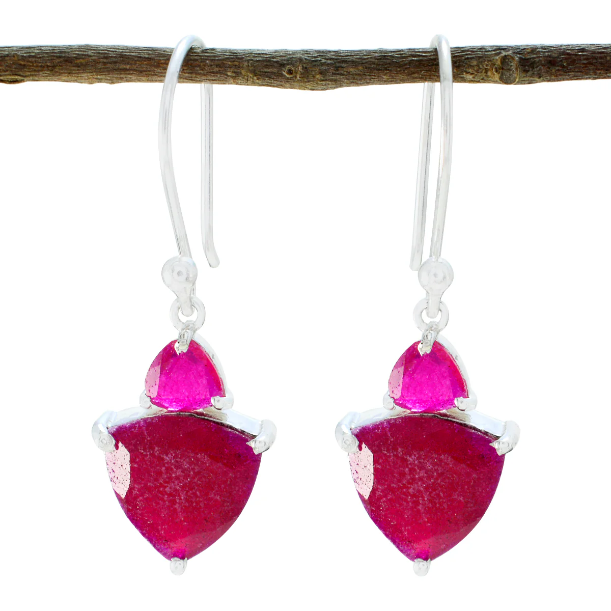 Indian Ruby German Zoey multiple Dangle Red Sterling Silver Earring