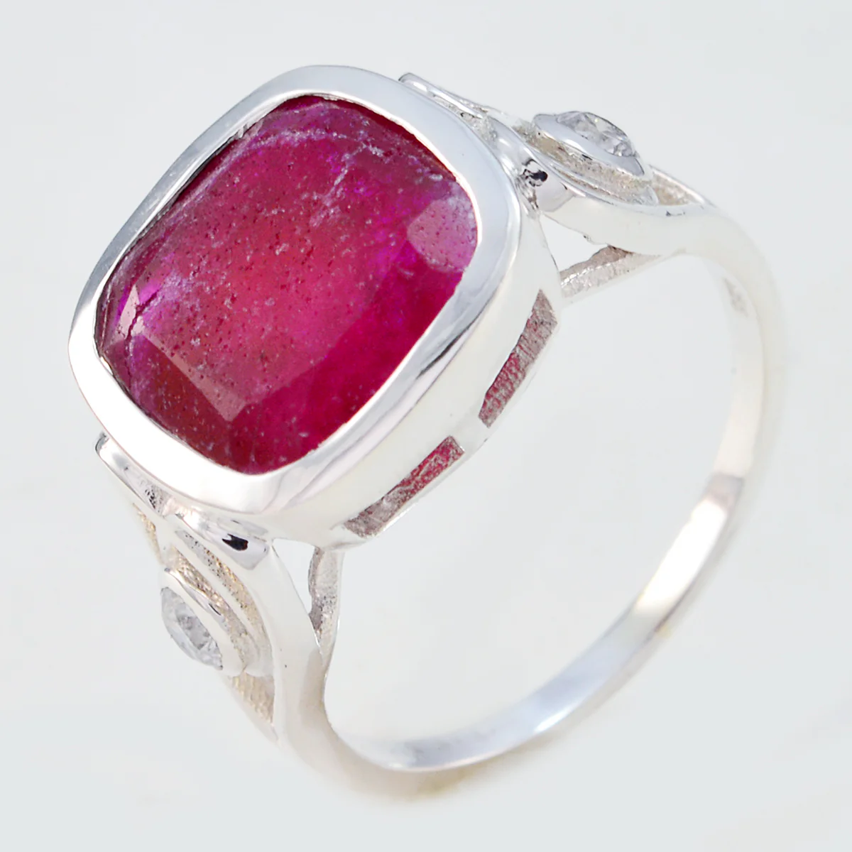 Indian Ruby Halo Egyptian 92.5 Silver Red Gemstone Minimal Fairytale Ring Jewelry - Image 2