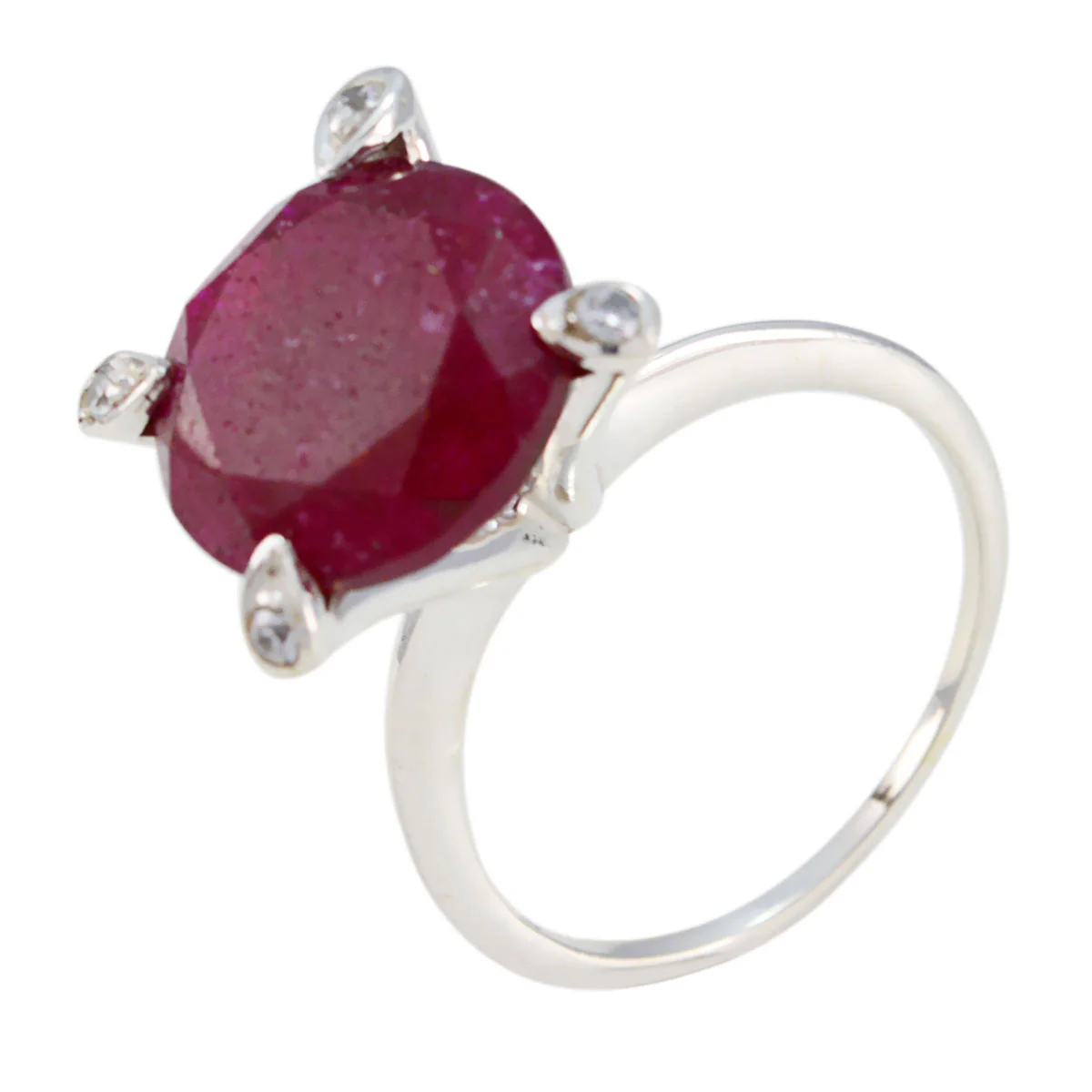 Indian Ruby Halo Indian Sterling Silver Red Gemstone Slim Romantic Ring Jewelry - Image 2