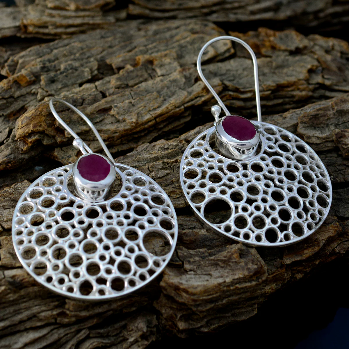 Indian Ruby Korean Isabelle Solitaire Dangle Red 925 Sterling Silver Earring - Image 3