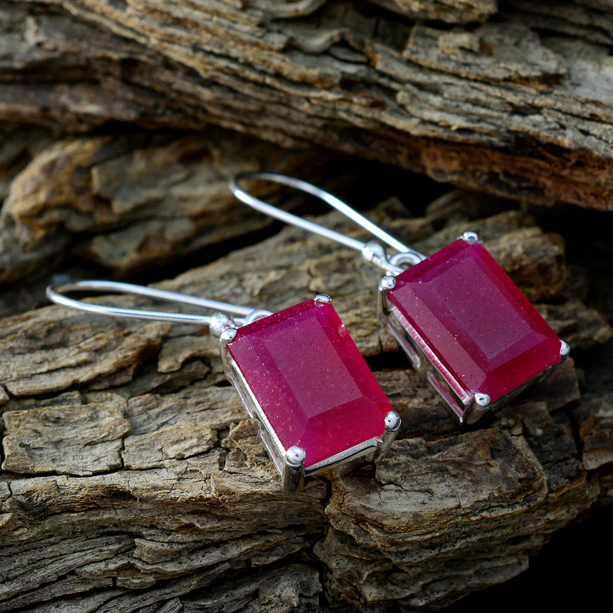 Indian Ruby Mexican Katarina Solitaire Dangle Red 925 Sterling Silver Earring - Image 3