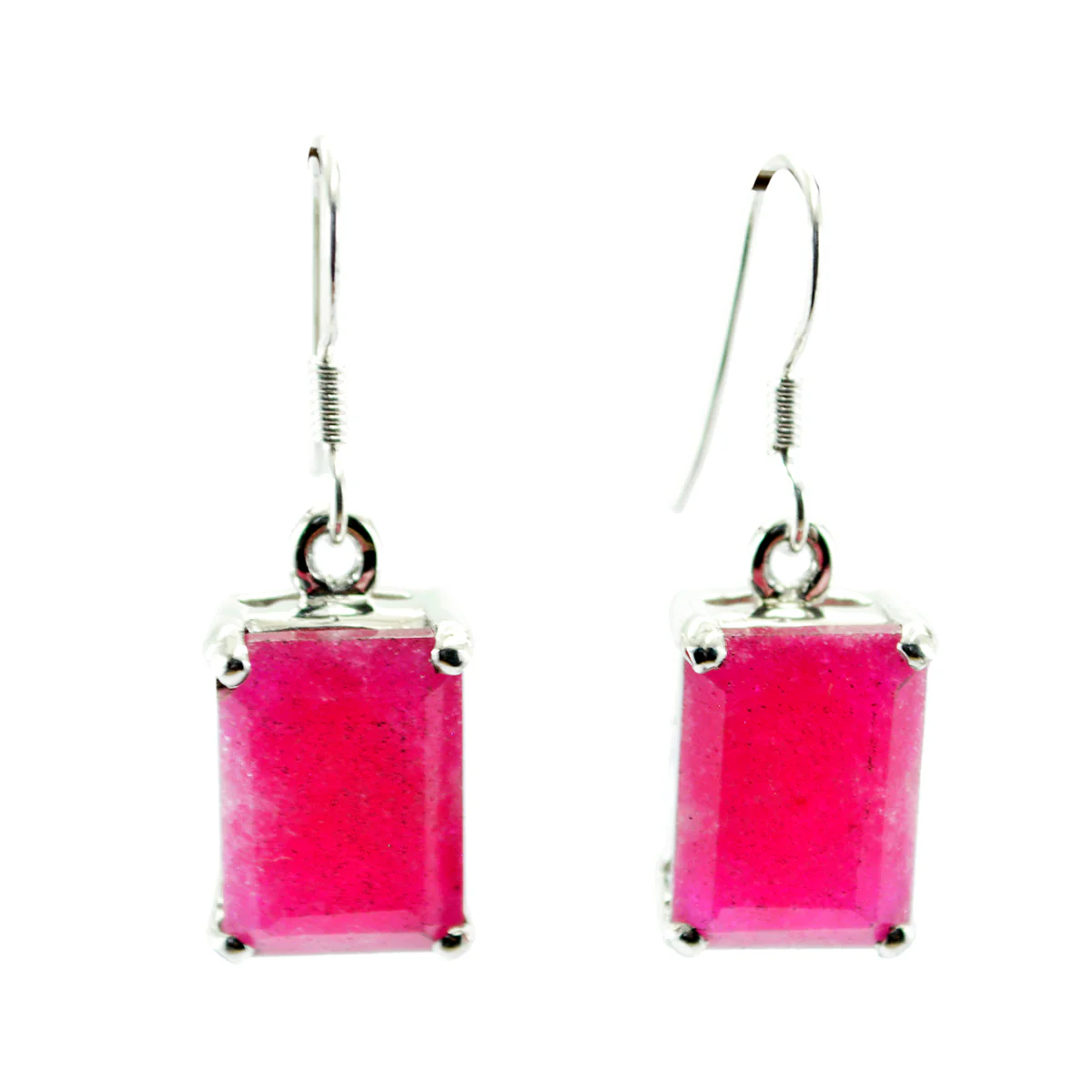 Indian Ruby Moroccan Inès Solitaire Dangle Red Sterling Silver Earring
