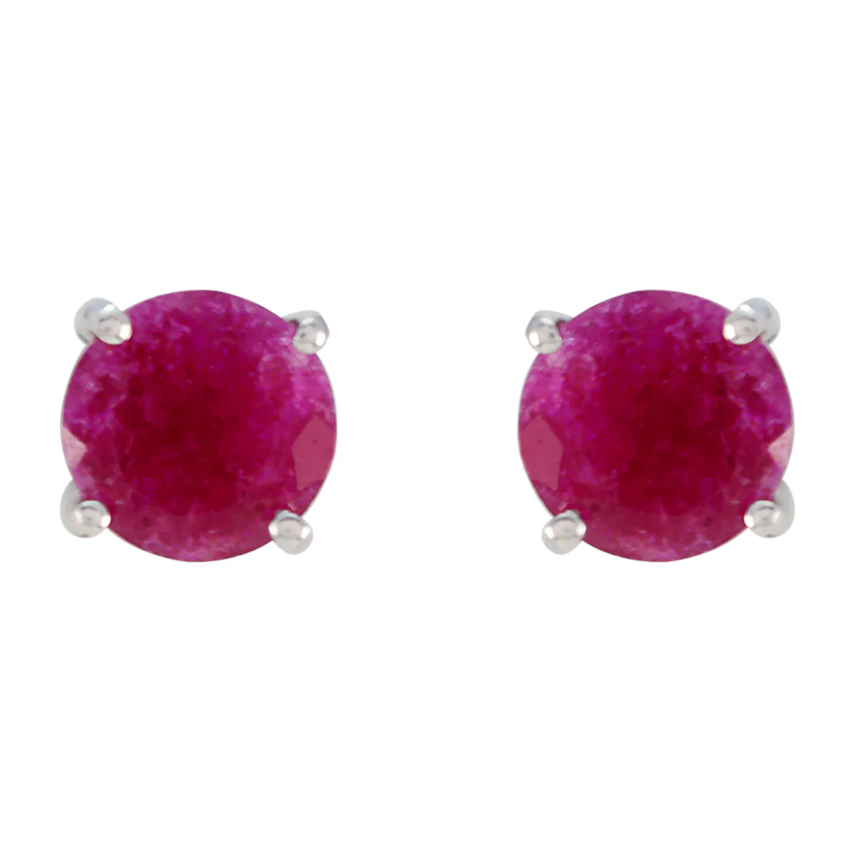 Indian Ruby Russian Lili Solitaire Stud Red 925 Silver Earring