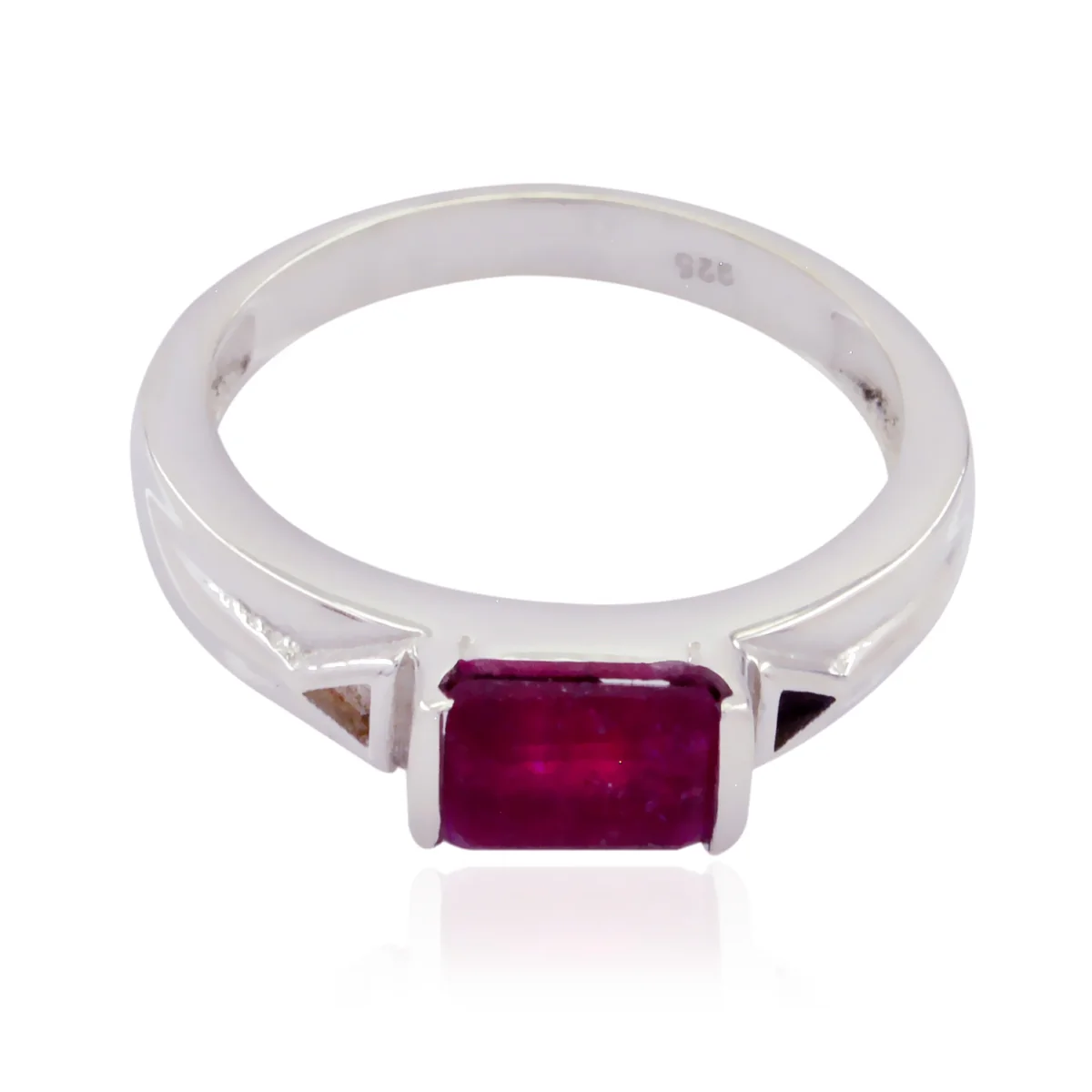 Indian Ruby Solitaire Egyptian Sterling Silver Red Gemstone Slim Abstract Ring Jewellery