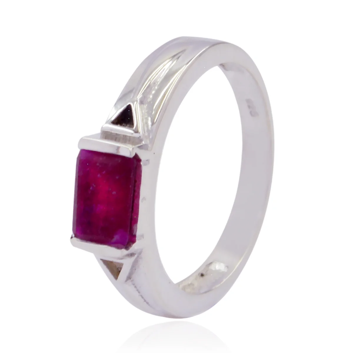 Indian Ruby Solitaire Egyptian Sterling Silver Red Gemstone Slim Abstract Ring Jewellery - Image 3