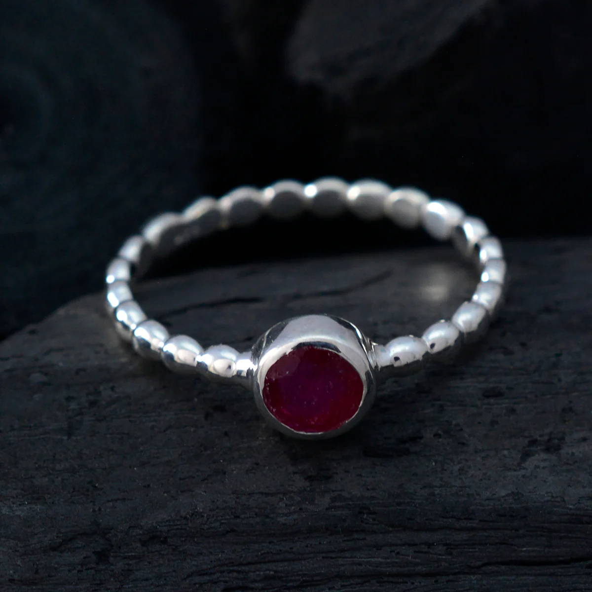 Indian Ruby Solitaire French Sterling Silver Red Gemstone Slim Fairytale Ring Jewelry - Image 4