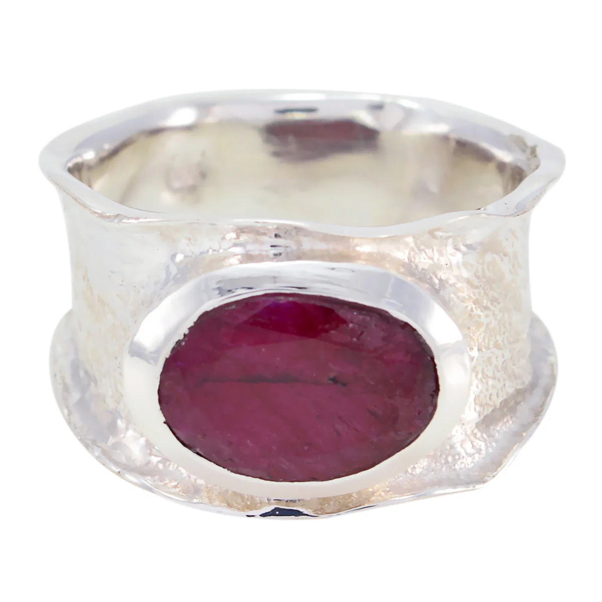 Indian Ruby Solitaire German 92.5 Silver Red Gemstone Edgy Oversized Band Jewelry - Image 3