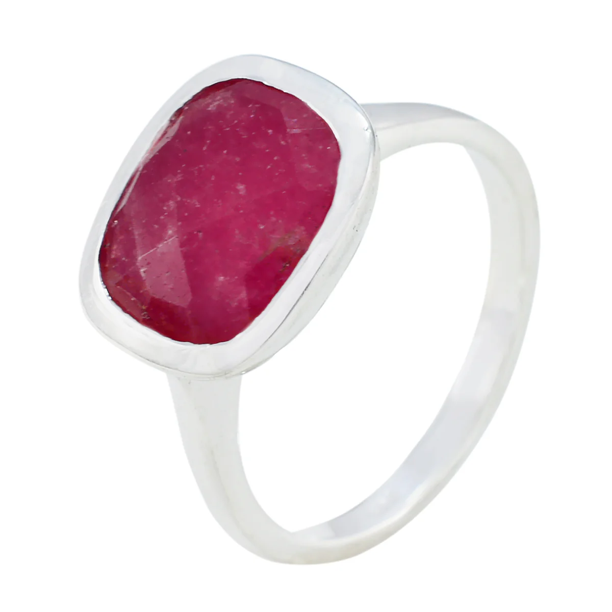 Indian Ruby Solitaire German Silver Red Gemstone Minimal Feminine Ring Jewelry - Image 2