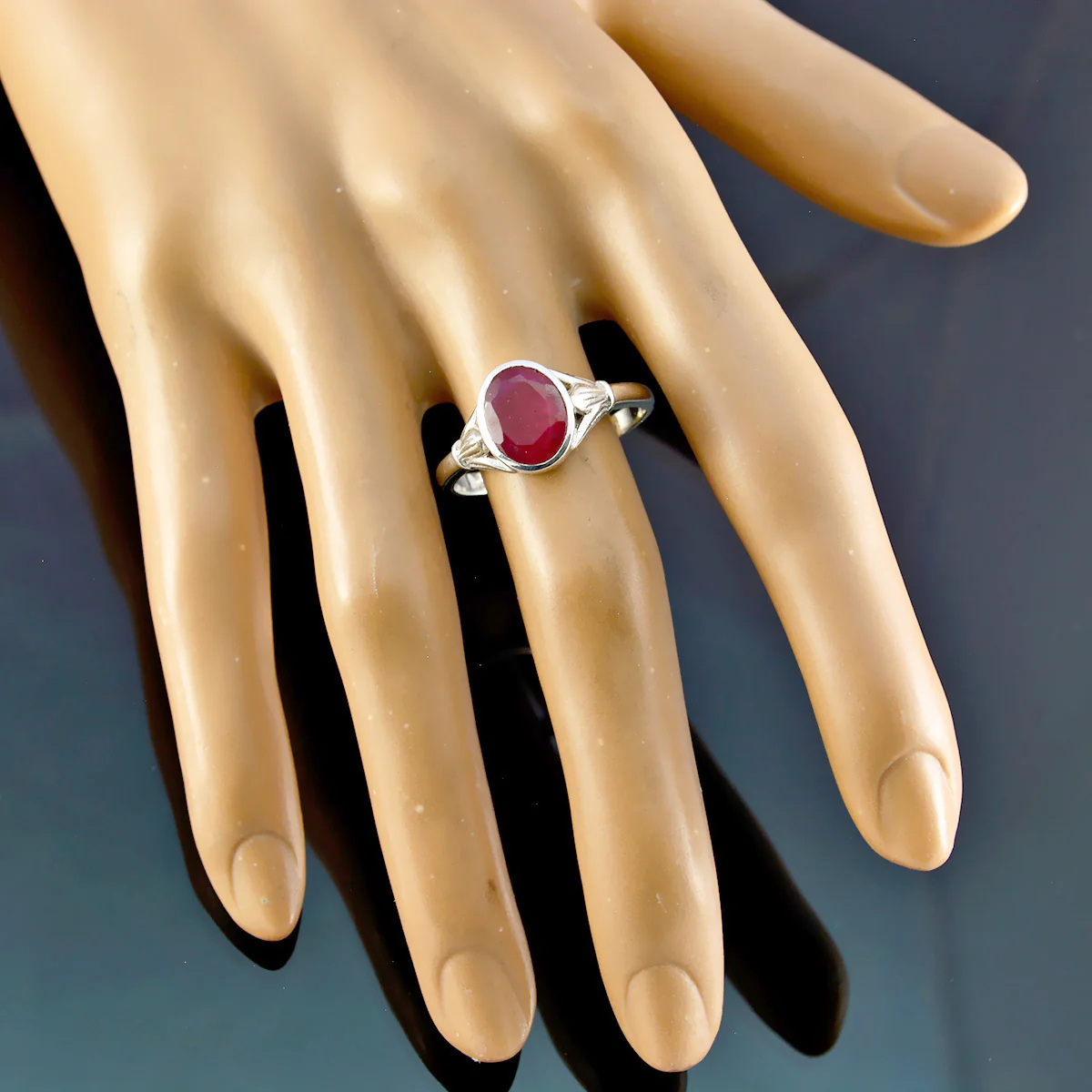 Indian Ruby Solitaire Indian 92.5 Silver Red Gemstones Tiny Trendy Ring Jewellery - Image 3